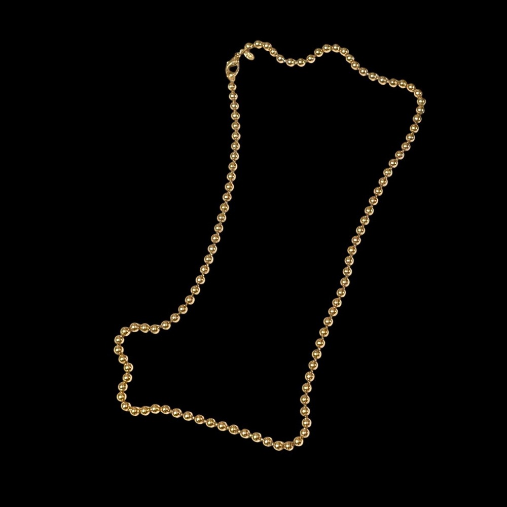 Vintage Ball Bead Necklace Gold Tone Metal Premier Designs 24 Inch Strand Y2K